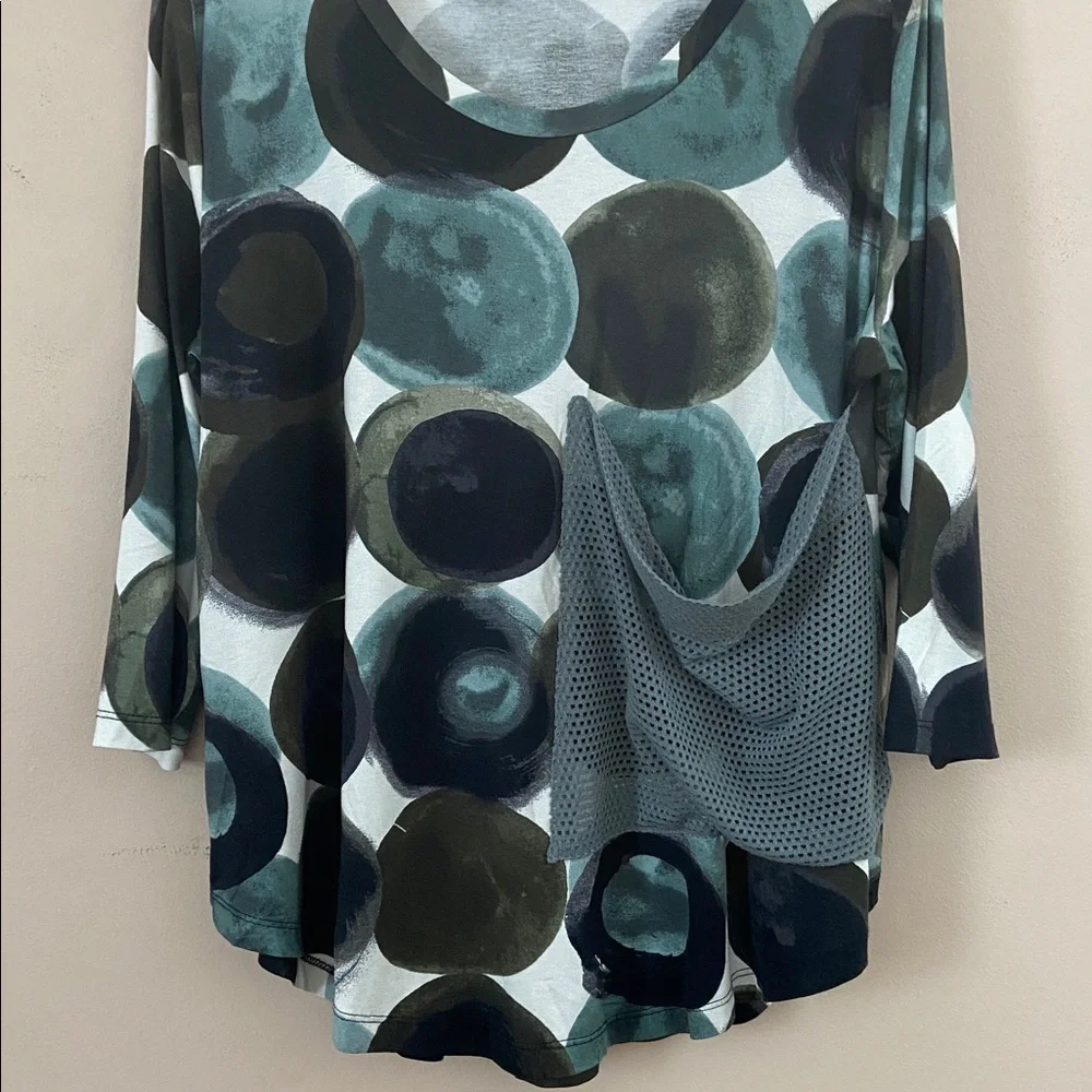 Alembika Abstract Dot Tunic Top Curved Hem Scoop Neck Oversized Medium - Picture 5 of 7